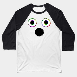 Glitch Ghost Face Halloween Trick Or Treat Graphic Illustration Novelty Baseball T-Shirt